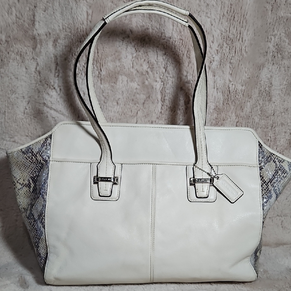 2014 EUC Coach Ivory Mixed Leather Python Alexis … - image 1